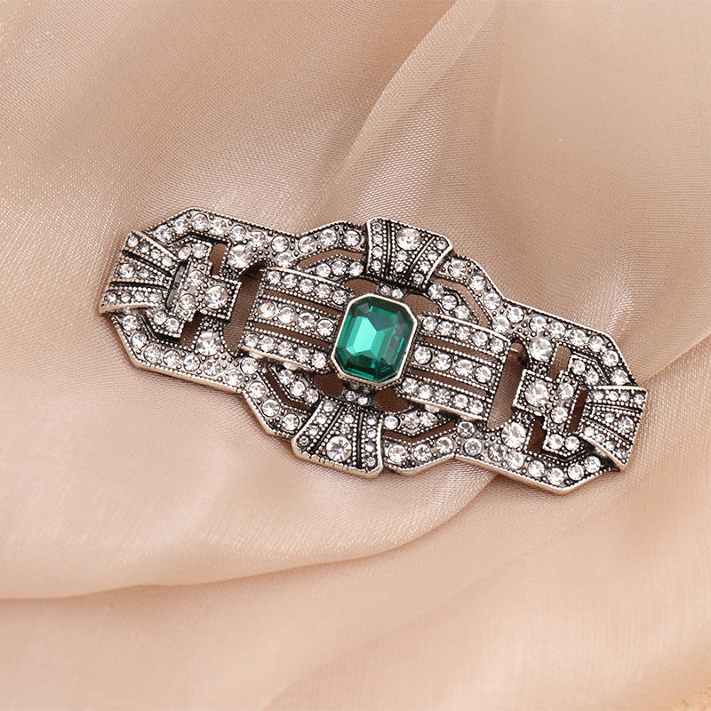 Vintage Silver Diamond Brooch Silver Bright Diamond Classical Jewelry