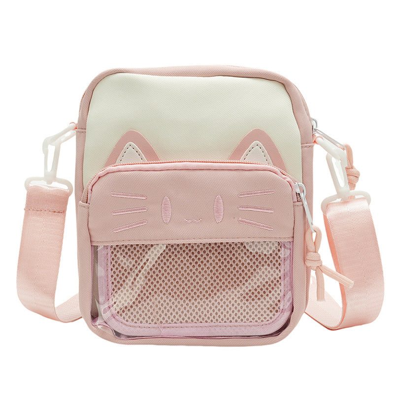 Cartoon Cat Embroidered Casual Shoulder Bag