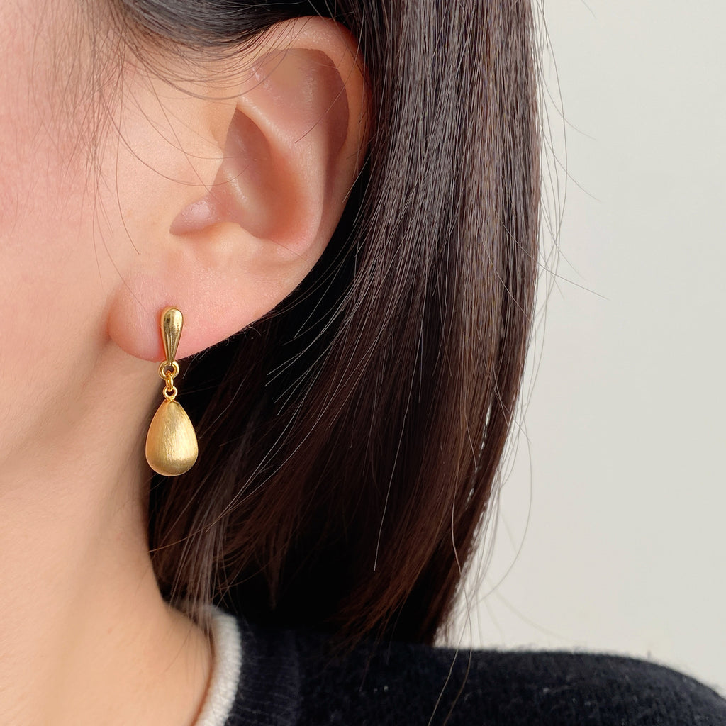 Wire Drawing Drop Pendant Ear Clips Stylish Earrings