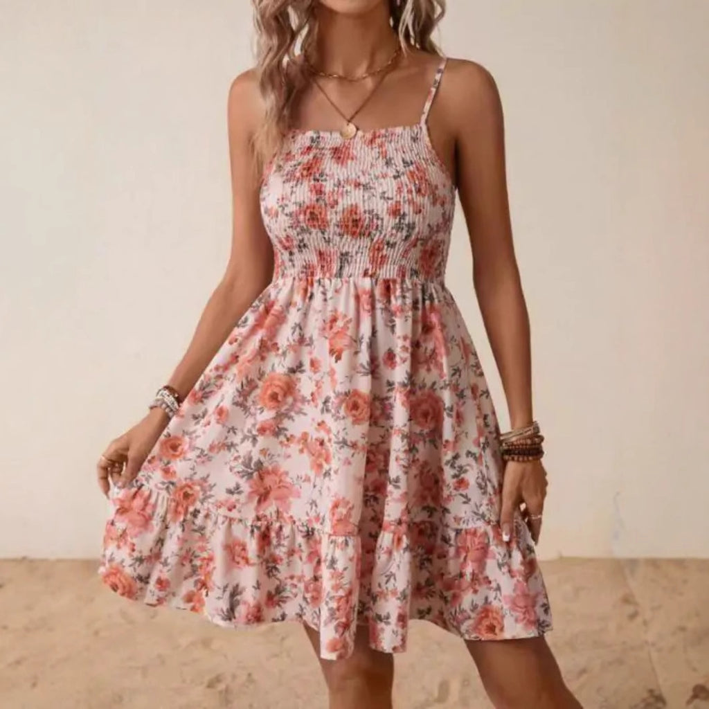 Summer Women's Off-shoulder Floral Print Dress