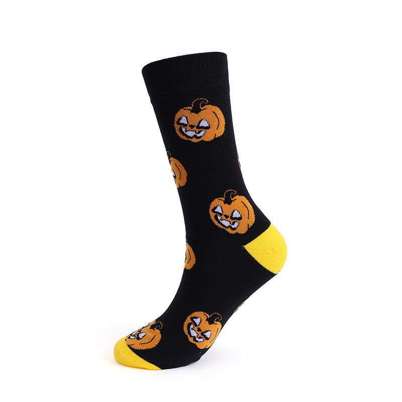 Personalized Cotton Socks Men And Women Halloween Pumpkin Skull Cartoon Tube Socks Trendy Long Athletic Socks