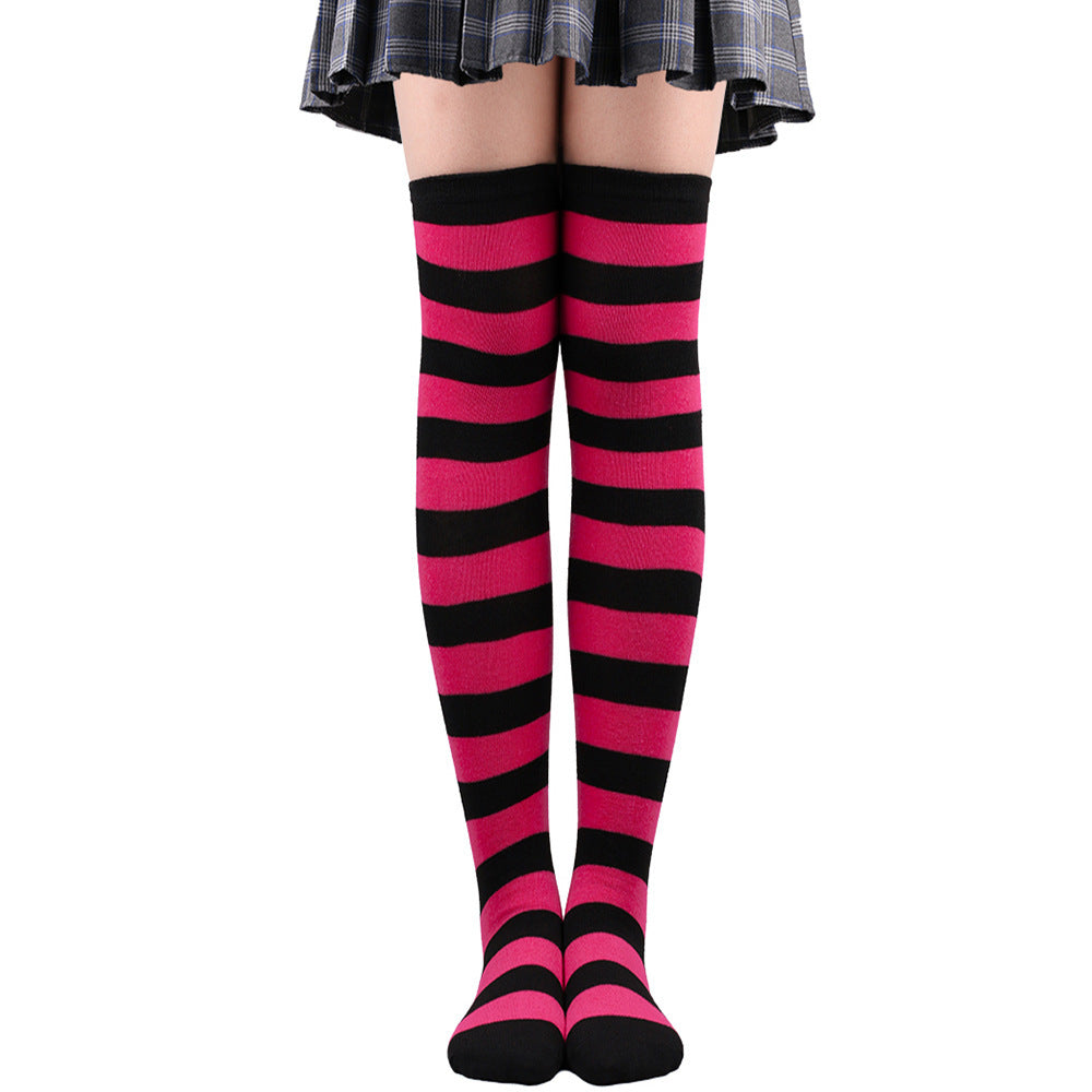 Striped Socks Hold-ups Women Over The Knee Halloween