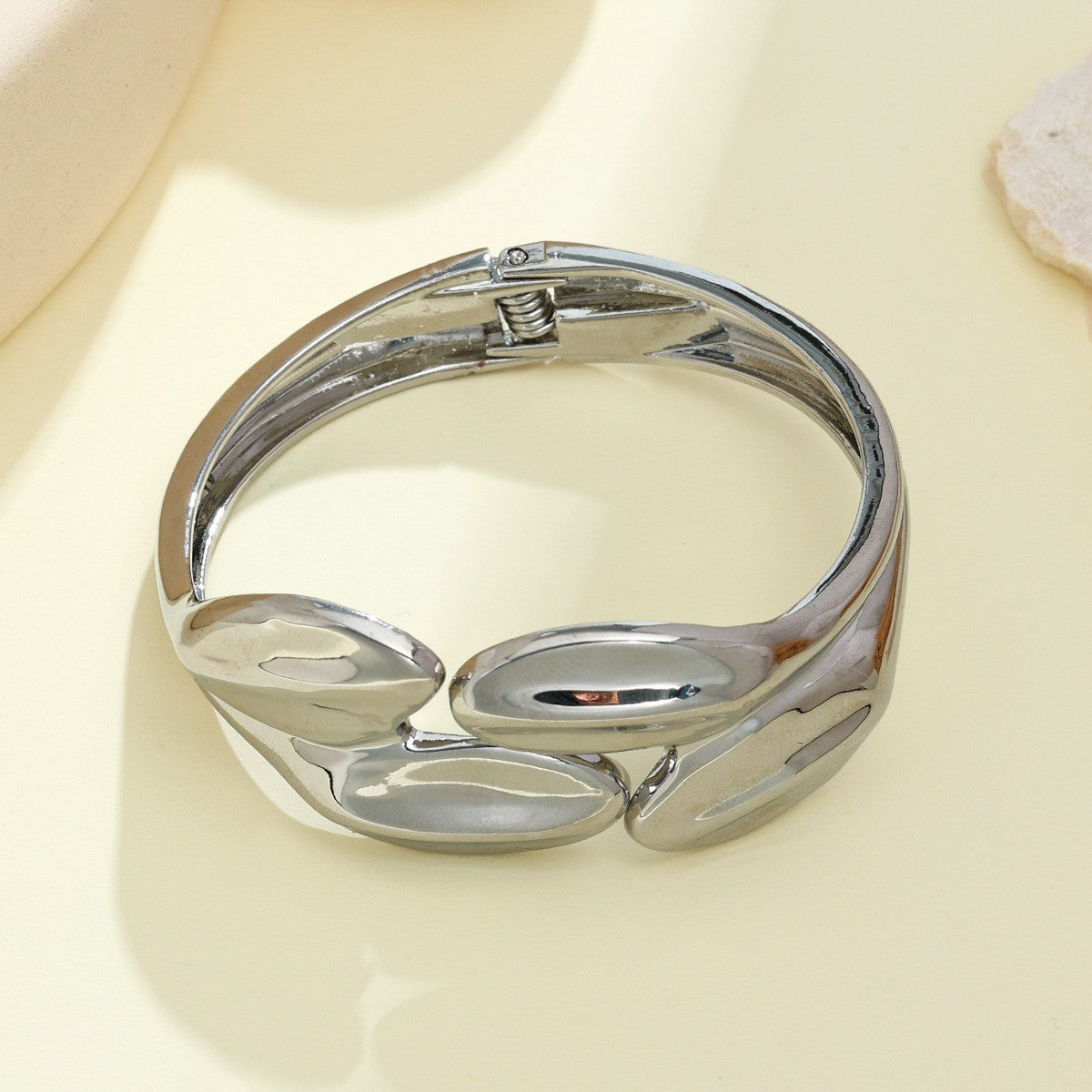 Minimalist Irregular Wave Pattern Handmade Metal Smooth Bracelet For Women