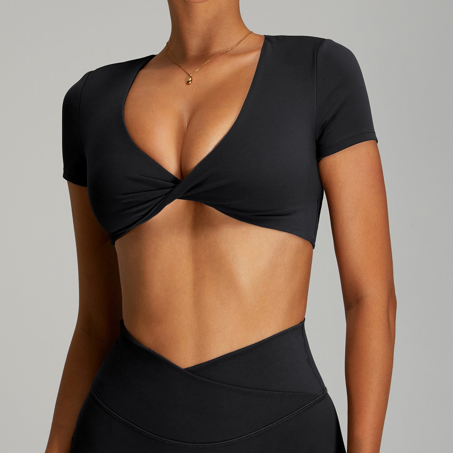 European And American Quick-drying Backless Women's Sexy Yoga Short Sleeve