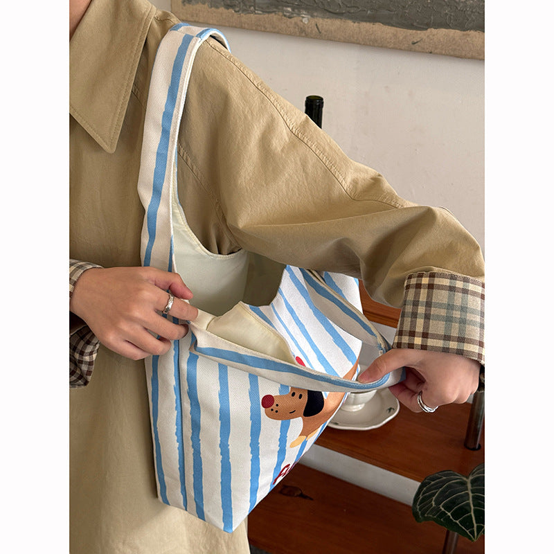 Fashion Painted One-shoulder Canvas Cloth Bag For Women