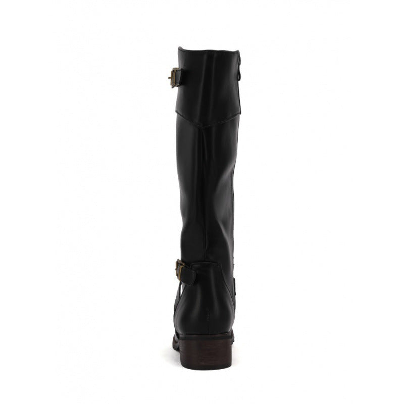 Women's Belt Buckle Plus Size High Leg Boot