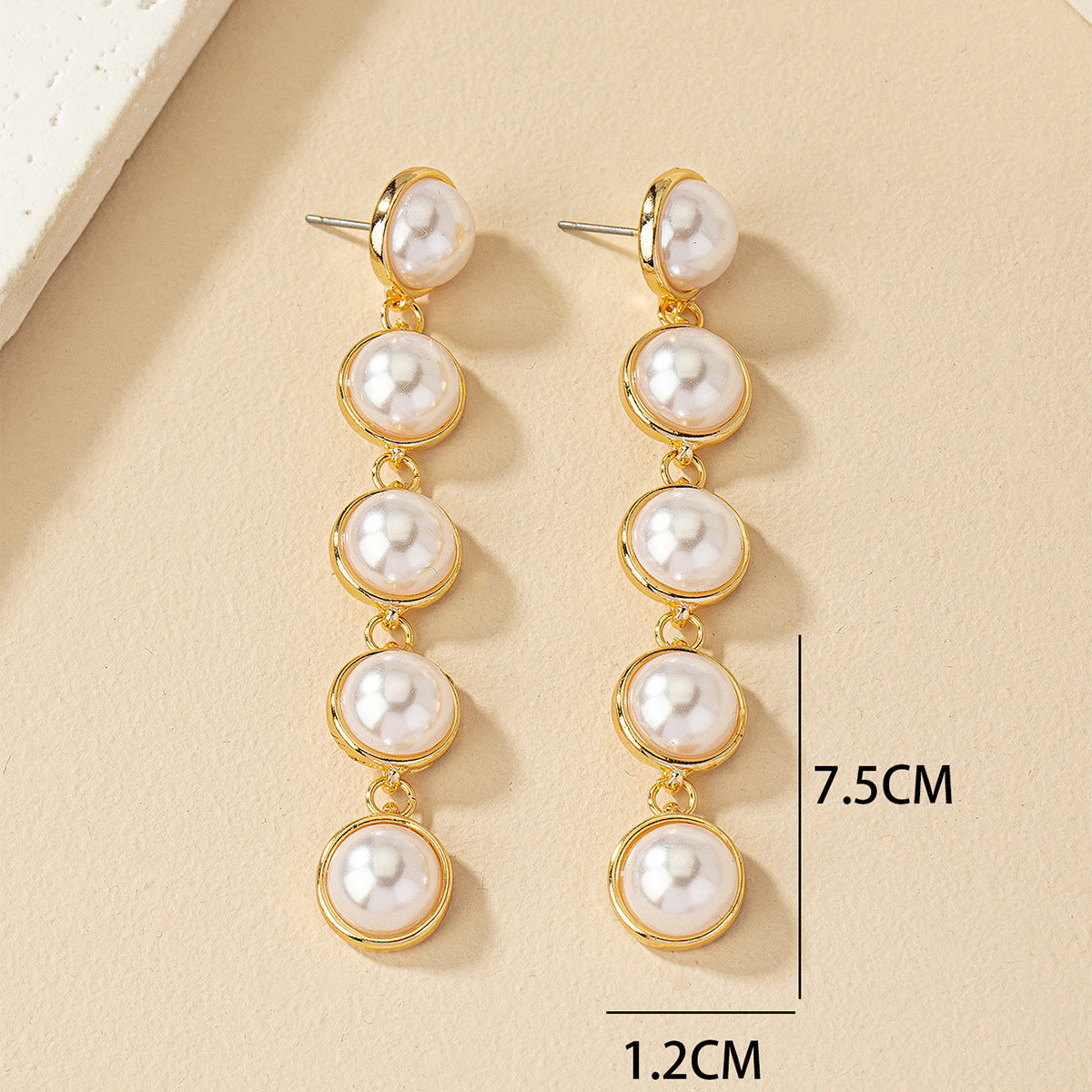 Simple And Stylish Pearl Long Versatile Elegant Tassel Earrings