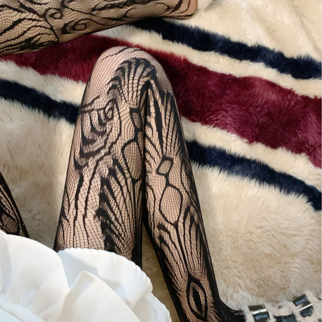 European And American Jacquard Hollow Fishnet Socks Pure Desire Style Hot Girl