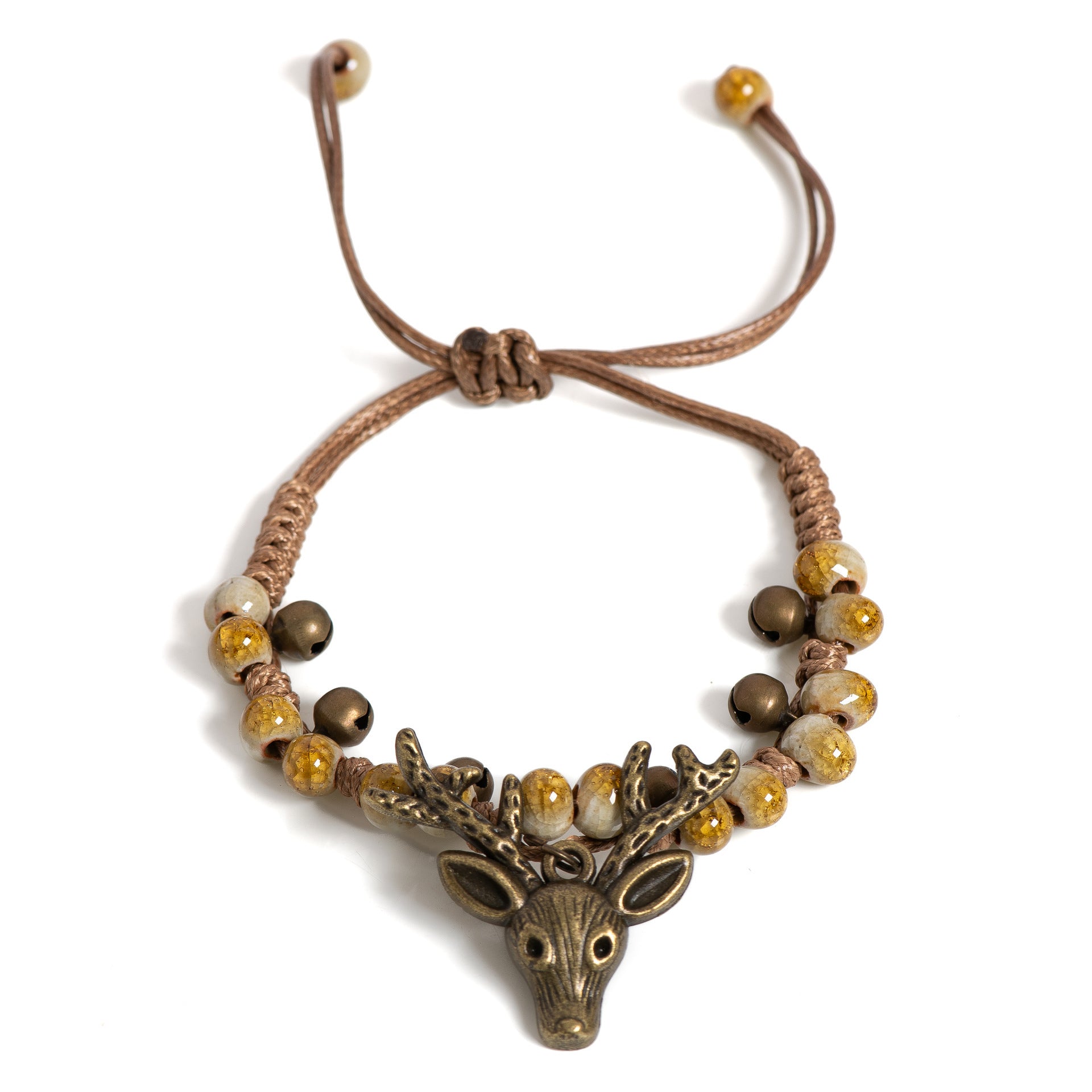 Forest-themed Vintage Pure Copper Bell Bracelet Minimalist Ceramic