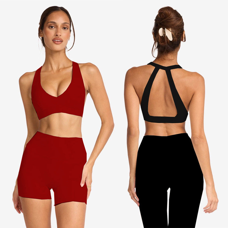 With Chest Pad Chest Wrap Backless Bra High-waist Quick-drying Exercise Workout Training Trousers