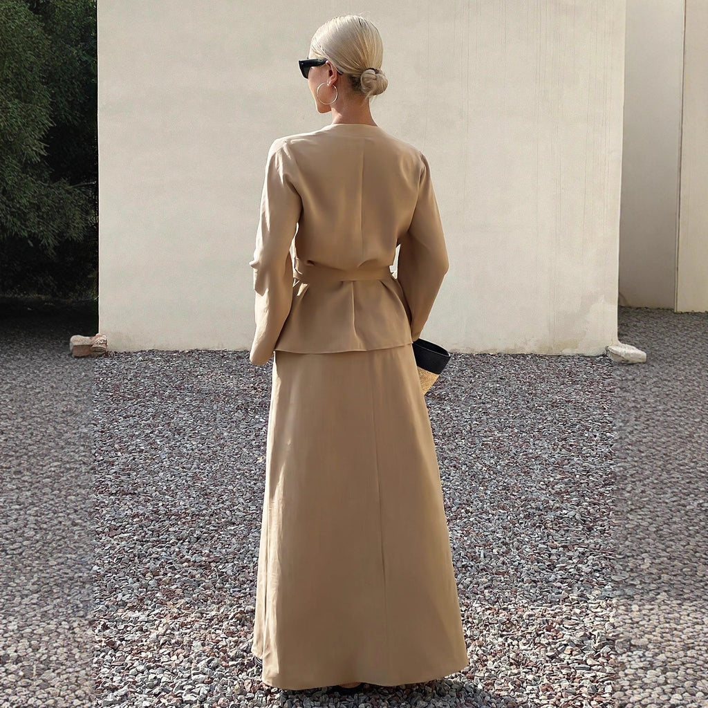 New Women's Casual Asymmetrical Lace-up Skirt Suit