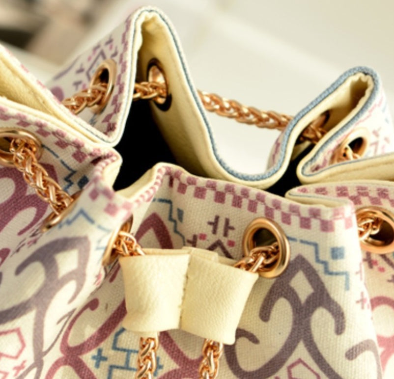 Canvas bag printed ethnic style chain bag casual handbag