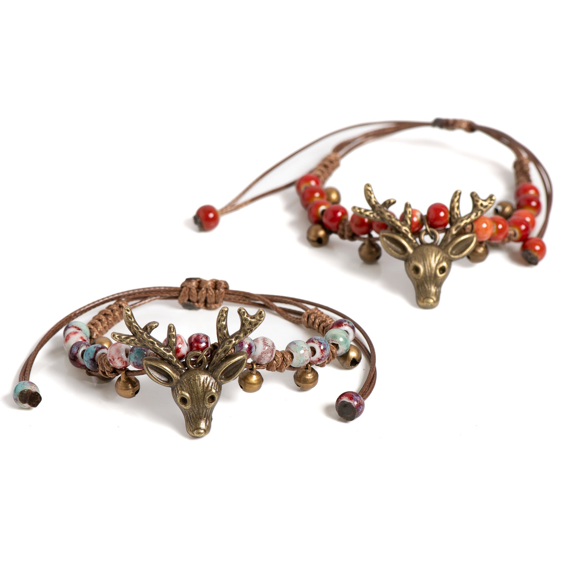 Forest-themed Vintage Pure Copper Bell Bracelet Minimalist Ceramic