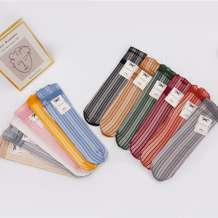 Japanese Mesh Bunching Socks Women