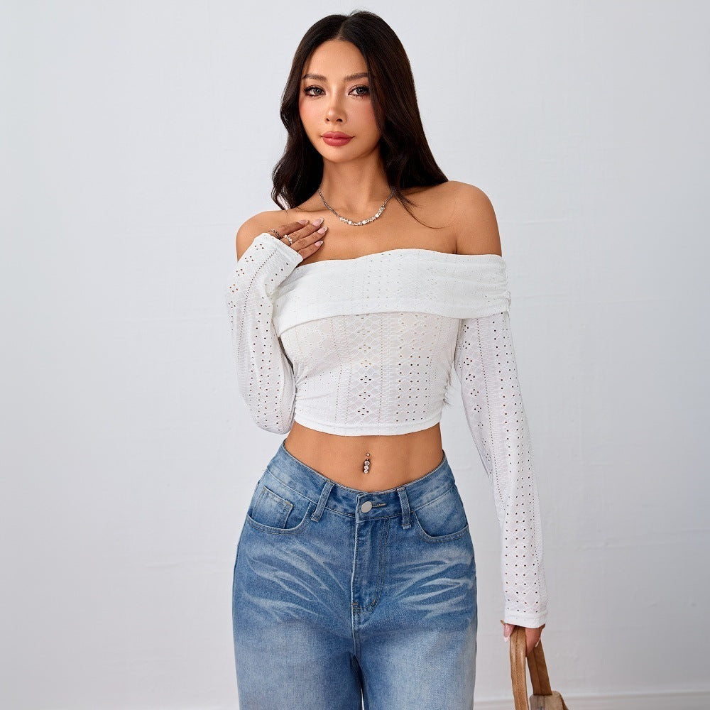 Sweet And Spicy Off-the-shoulder Women's T-shirt Short Crop Top