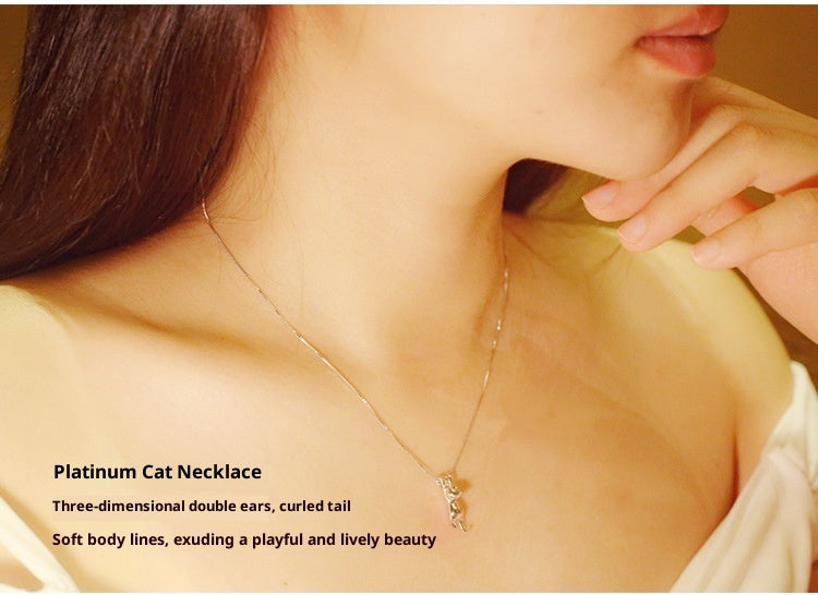 S925 Sterling Silver Necklace Cute Cat Sterling Silver Necklace
