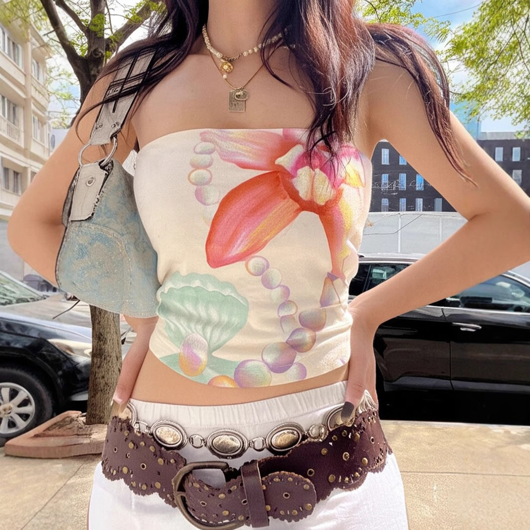 Girl's Younger Island Shell Flower Tube Top Vest
