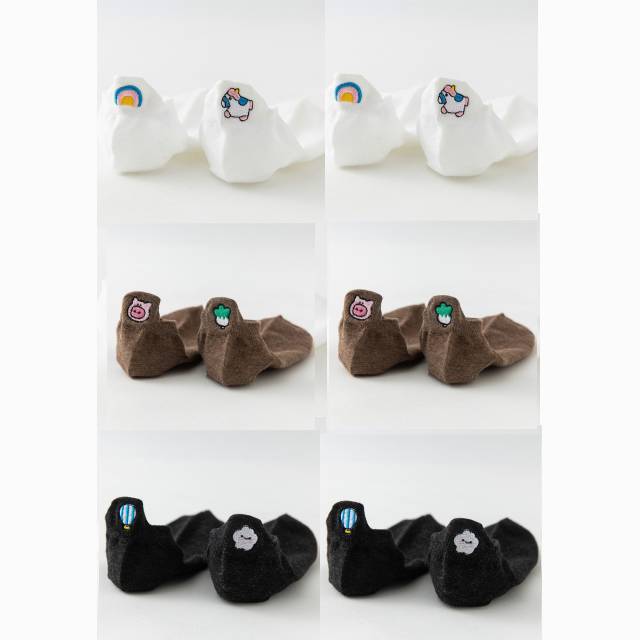 Four Seasons Style Cartoon Embroidered Ear Boat Socks Women