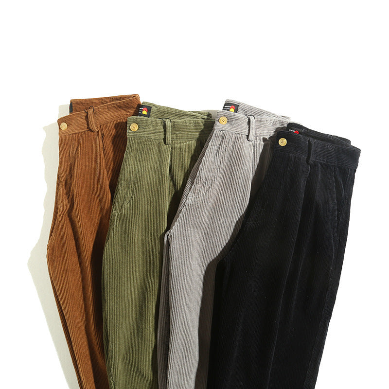 Vintage Corduroy Men's Straight Casual Trousers