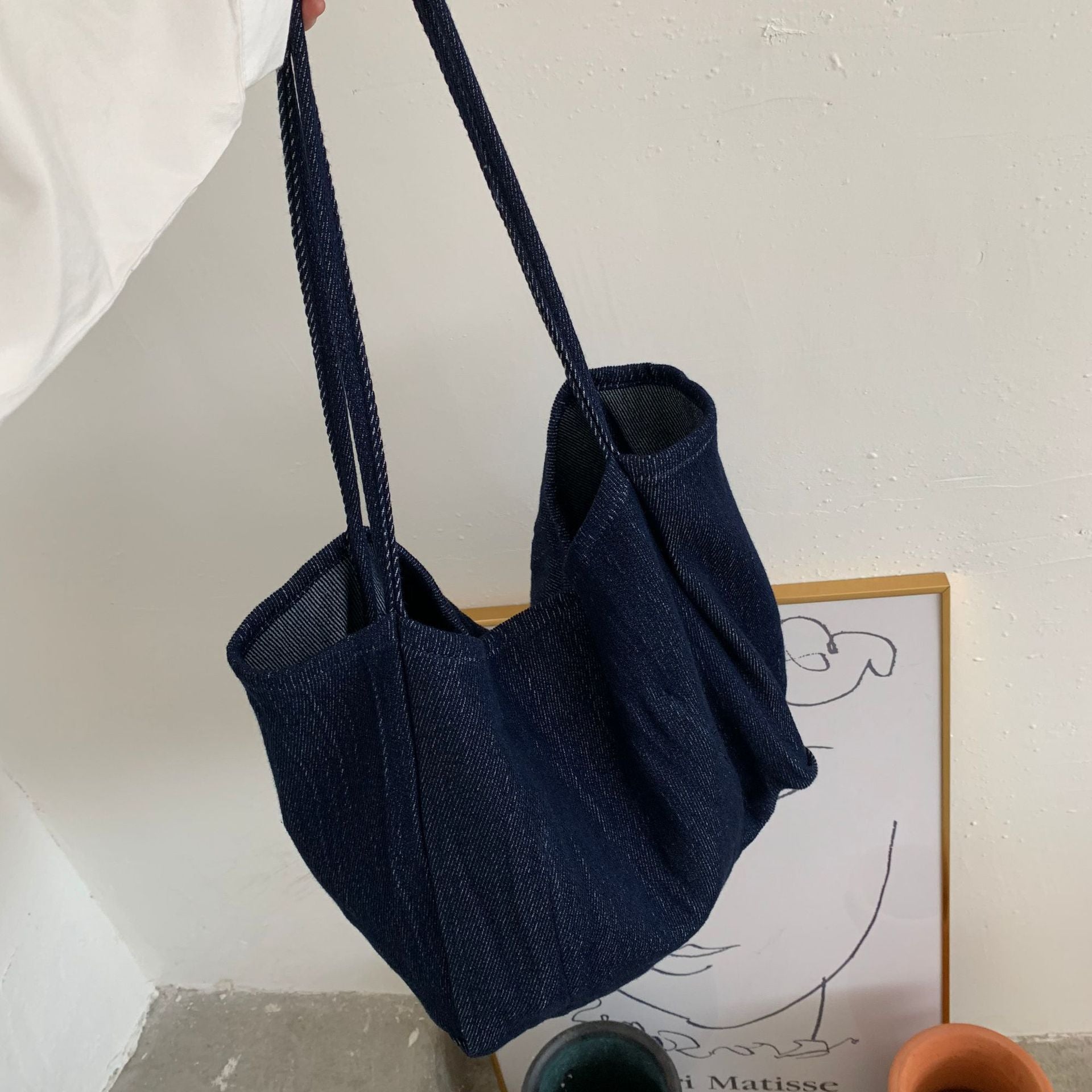 Vintage canvas bag washed denim