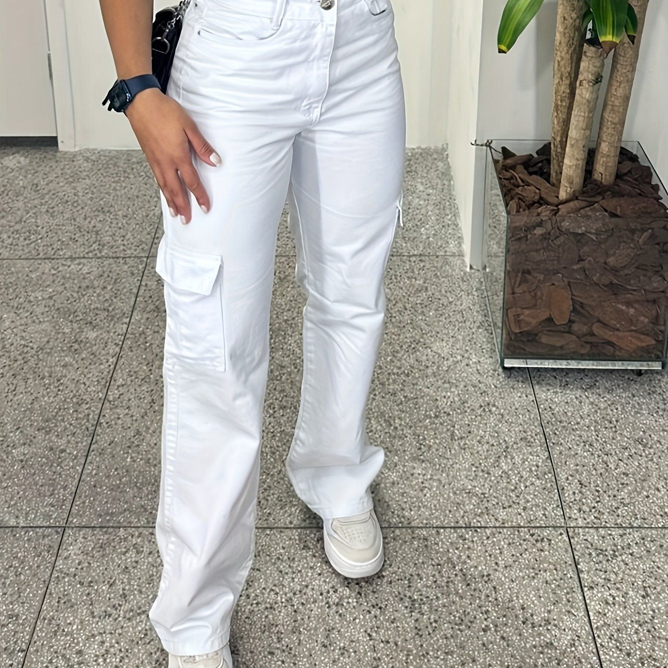 White Overalls Three-dimensional Pocket Trendy All-matching