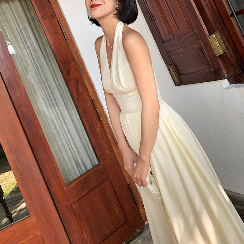 Vintage Dress Female V-neck Hanging marilyn inspired