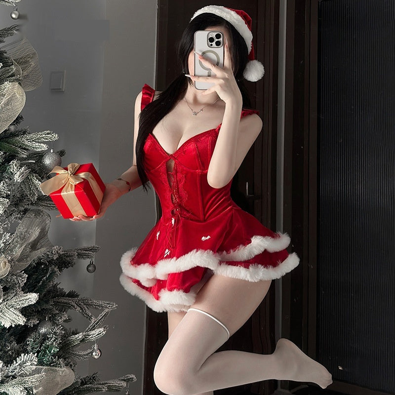 Christmas Costume Stage Outfit Velvet Cute Dress