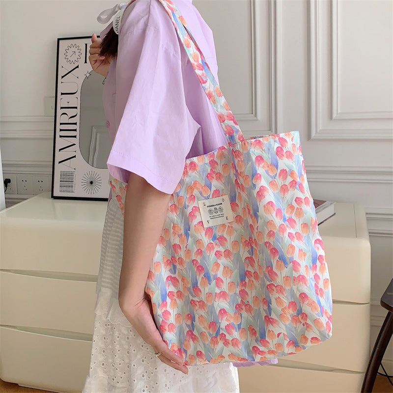 Tote Large Capacity Fashion Floral Canvas Shoulder Bag