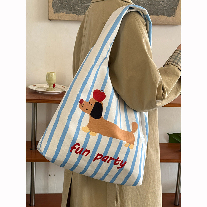 Fashion Painted One-shoulder Canvas Cloth Bag For Women