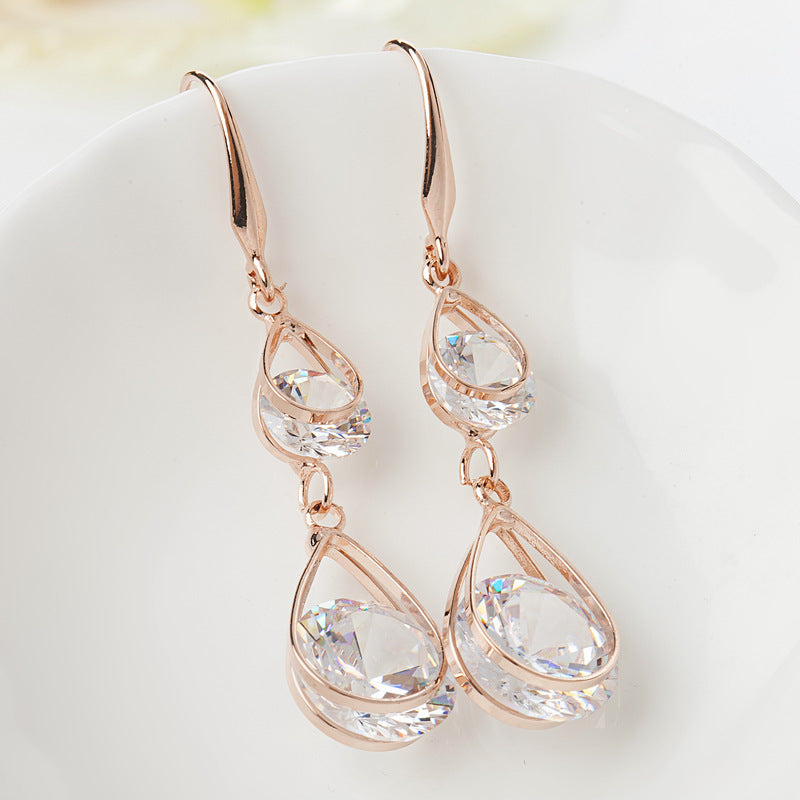 Women's Long Elegant Crystal Earrings