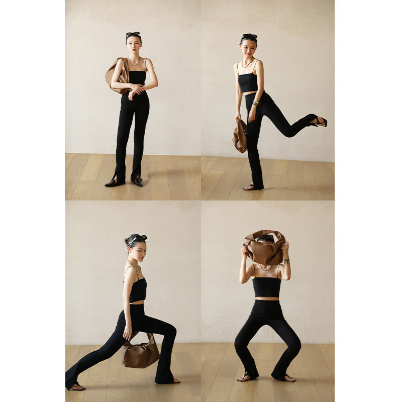 Side Slit Delicate Soft Gentle Skin Soft Bootcut Trousers