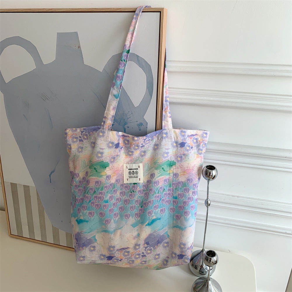 Tote Large Capacity Fashion Floral Canvas Shoulder Bag