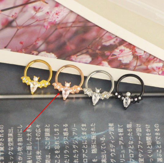 Halloween Bat Closed Zirconium Nose Ring