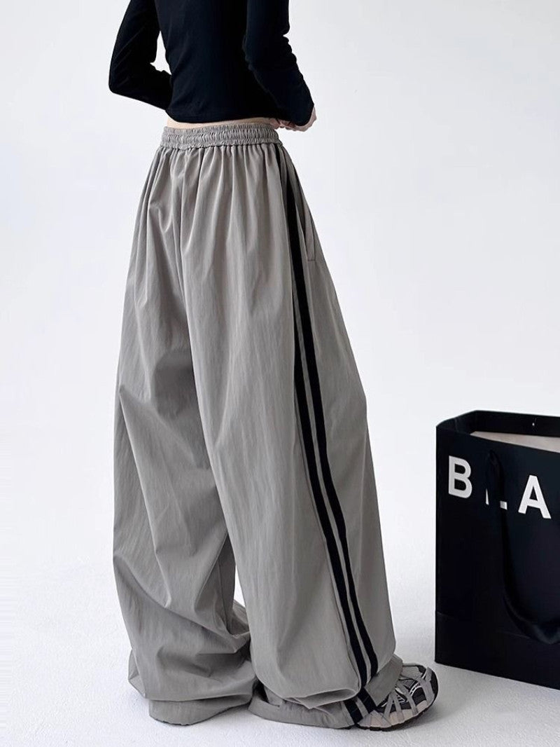 Cargo With Side-panel Stitching Street-style Athletic Fashion Brand Loose-fitting High-waist Casual Wide-leg Pants