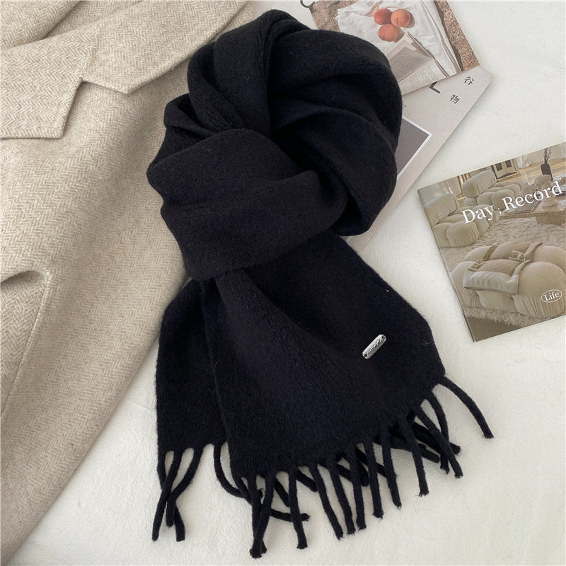 Winter Retro High-End All-Match Solid-Color Scarf