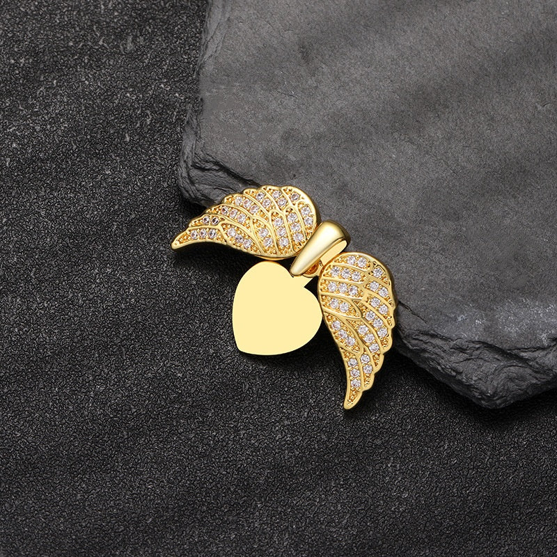 Stainless Steel Heart-shaped Wing Open-and-close Pendant