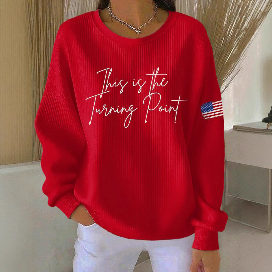 Trendy Women's Round Neck Pullover Sweatshirt