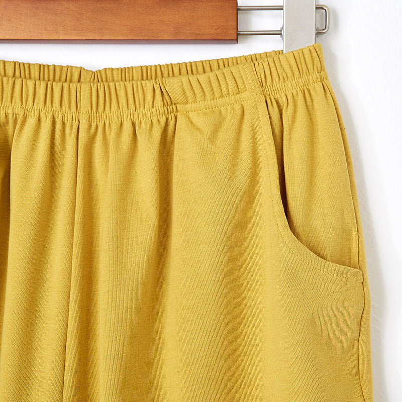 Cotton Knitted Thread V-Neck Short-Sleeved Pajama Set