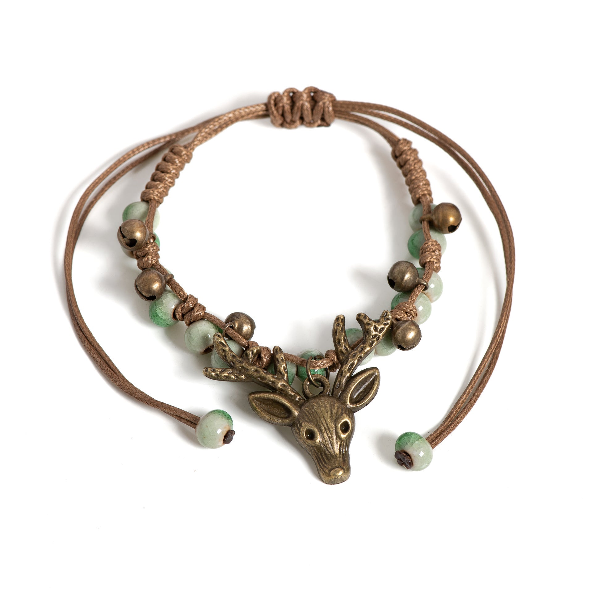 Forest-themed Vintage Pure Copper Bell Bracelet Minimalist Ceramic