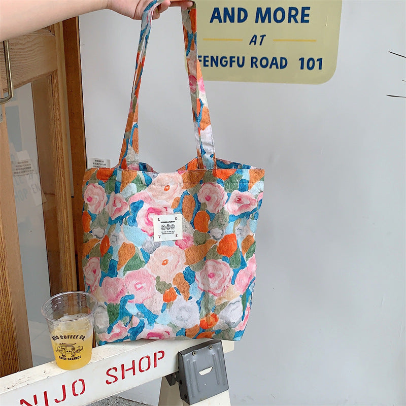 Tote Large Capacity Fashion Floral Canvas Shoulder Bag
