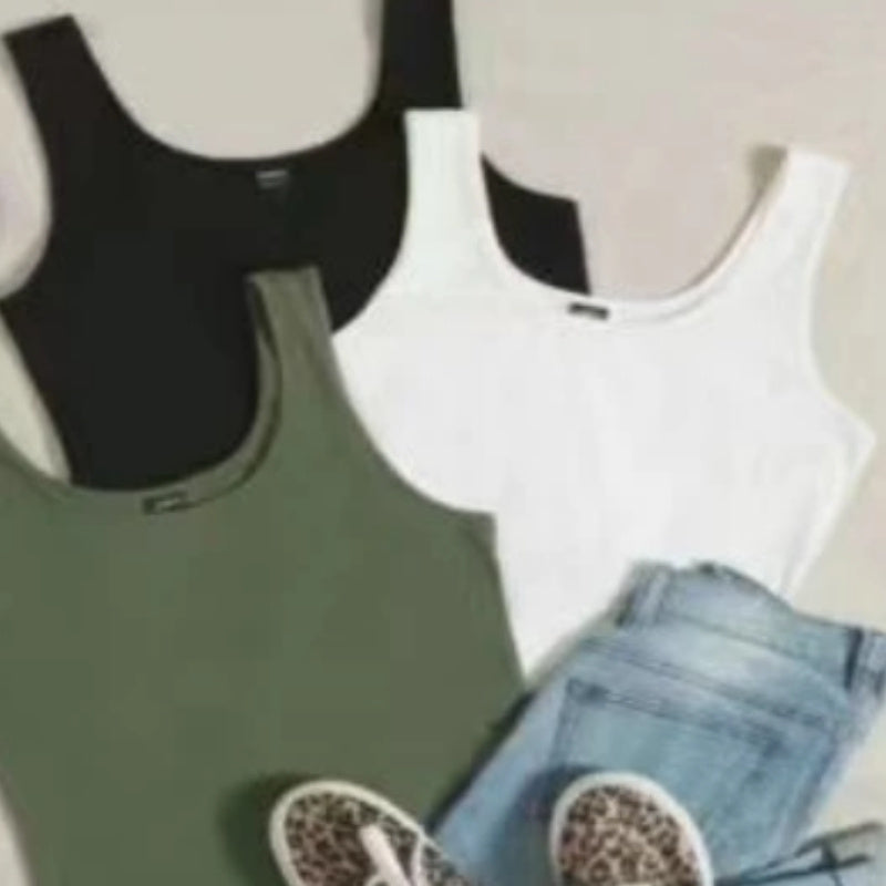 Solid Color Household Vest Can Be Worn Outside Three-piece Set