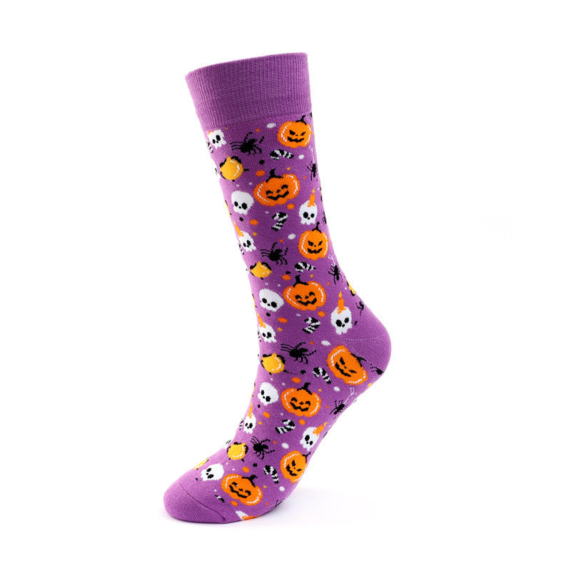 Personalized Cotton Socks Men And Women Halloween Pumpkin Skull Cartoon Tube Socks Trendy Long Athletic Socks