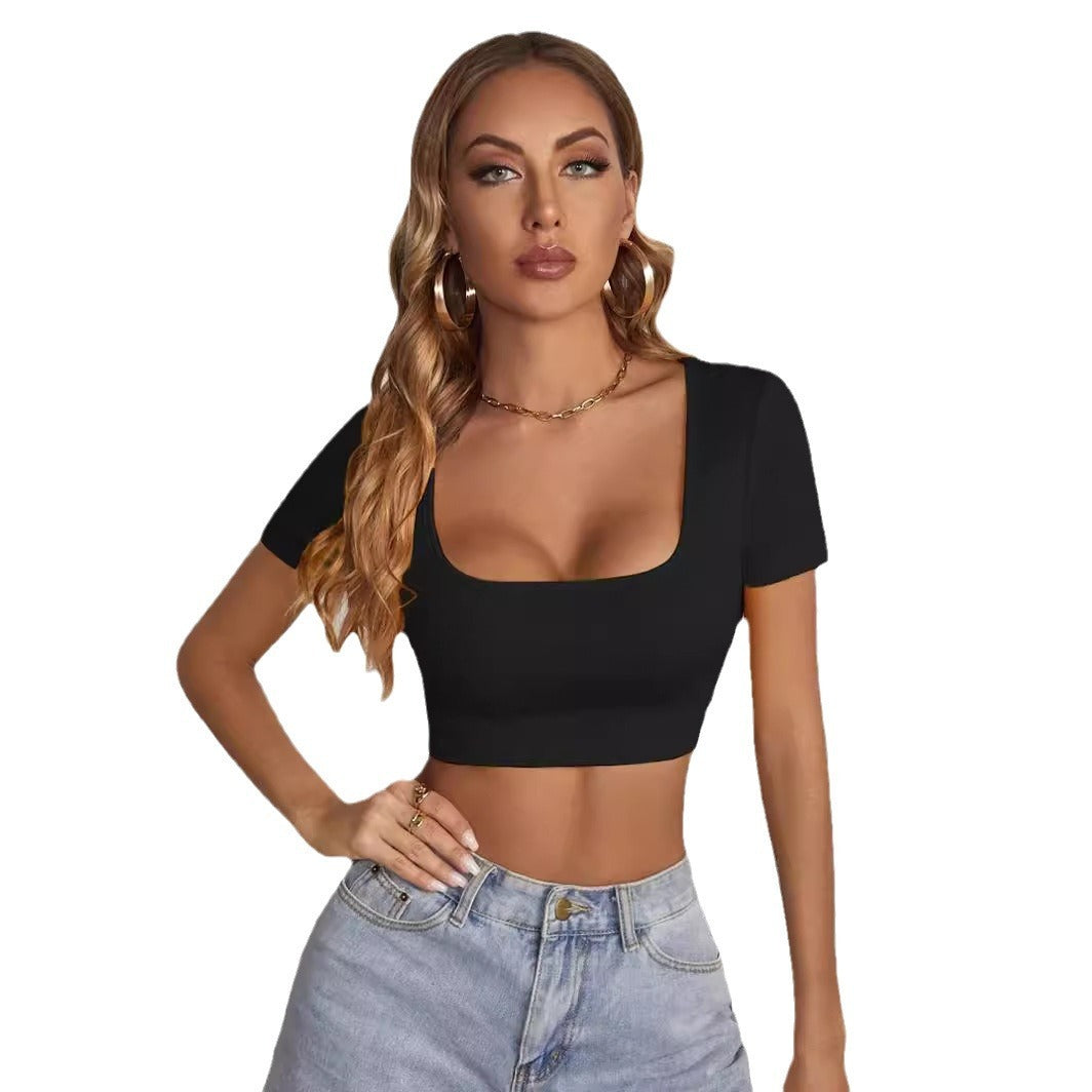 Sexy Slim-fit Street Style Square Neck Crop Top