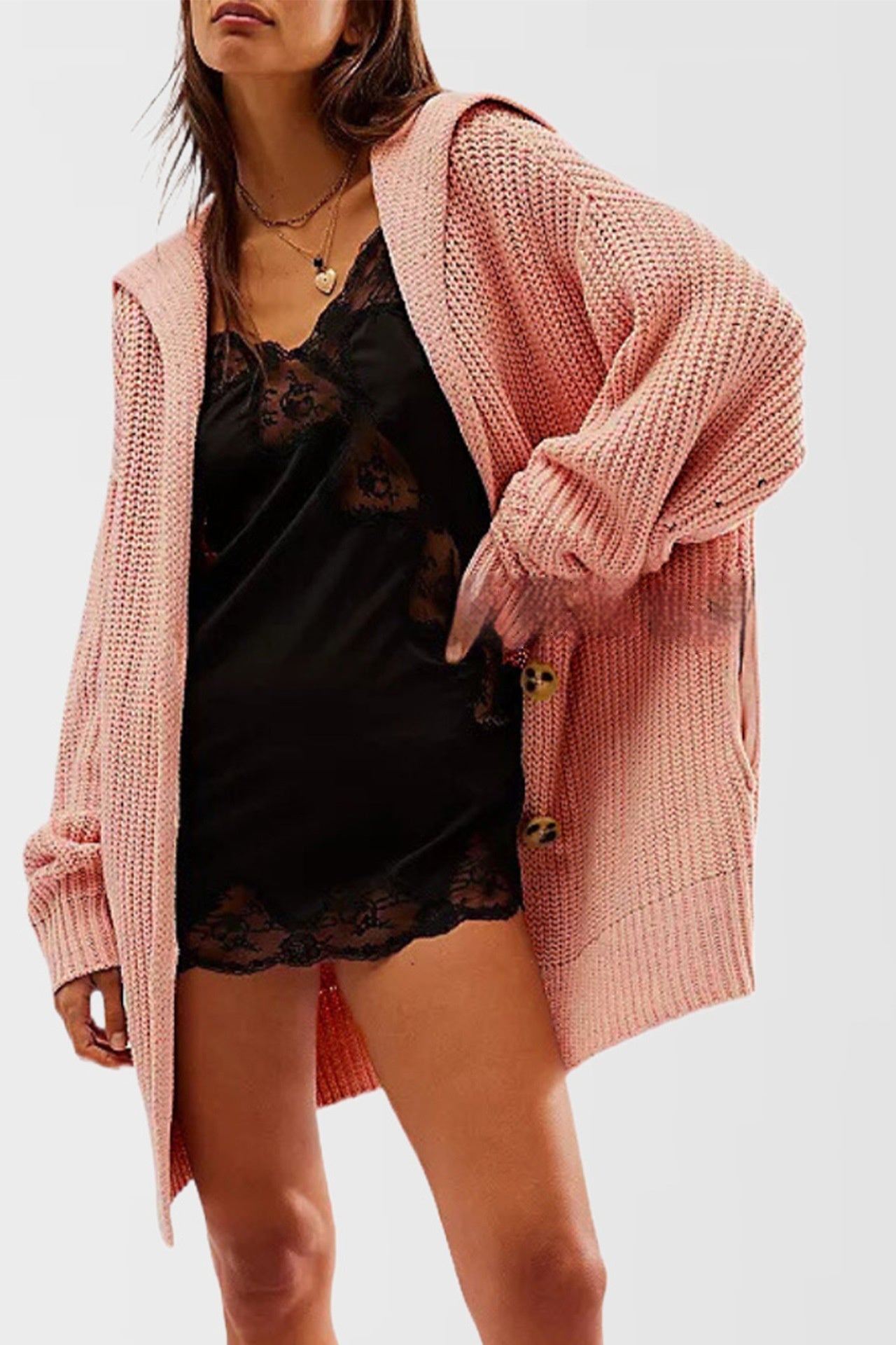 Women's Fashionable Lapel-Neck Loose-Fit Plus-Size Sweater Coat