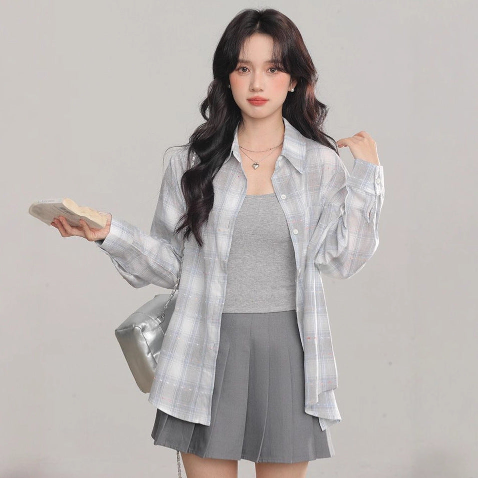 Women's Long Sleeve Loose Casual Plaid Shirt