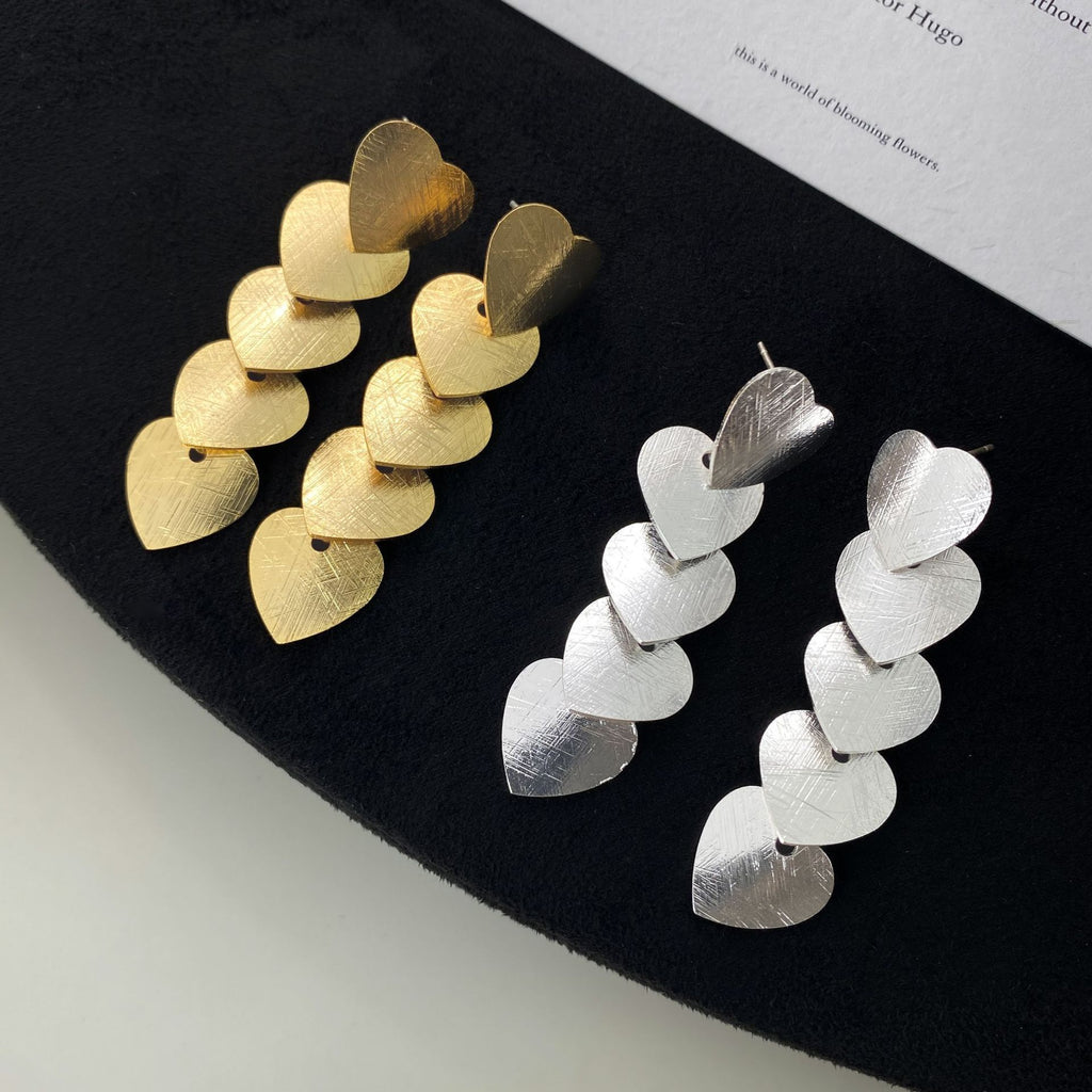 Personality Tassel Geometric Heart Ear Clip Without Piercing Luxury Earrings