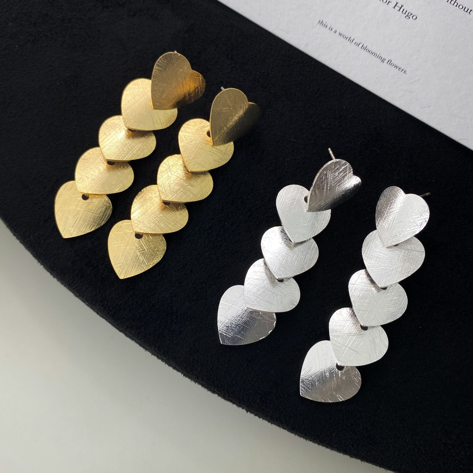 Personality Tassel Geometric Heart Ear Clip Without Piercing Luxury Earrings