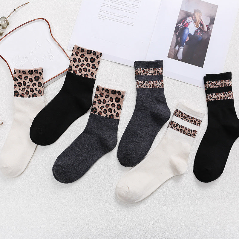 Mid-calf New Internet Hot Leopard Print Socks Women
