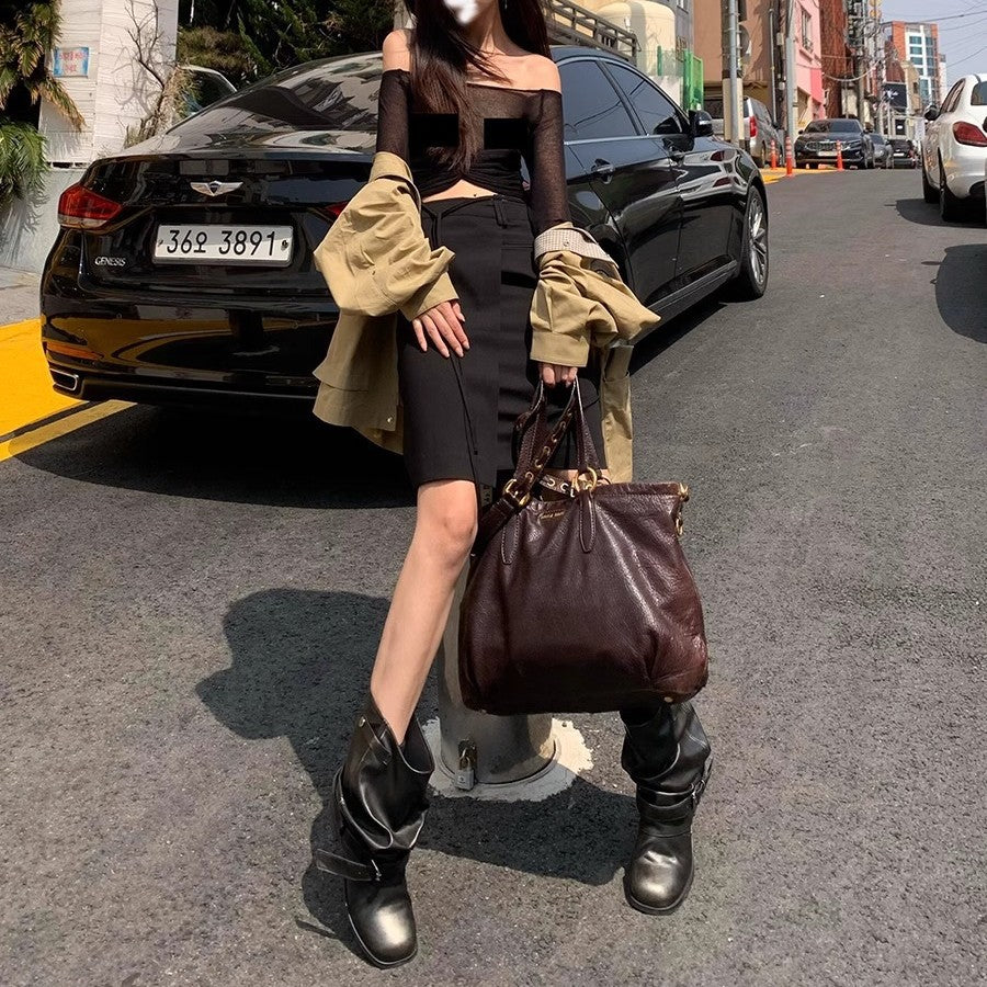 Women's Pleated Dr Martens Style Boots