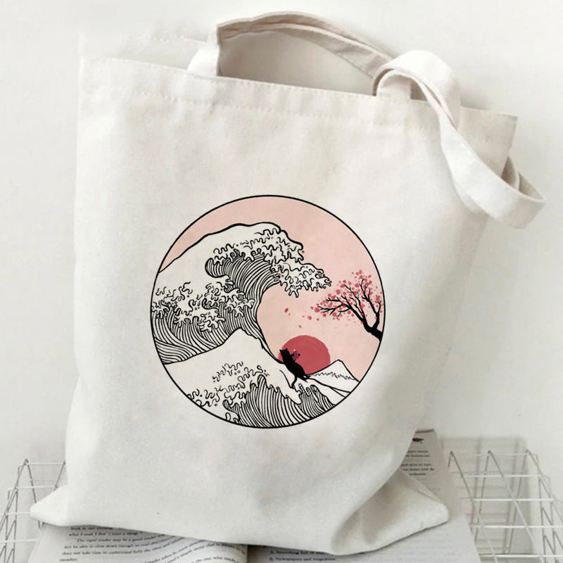 Printed Canvas Handbag Shopping Bag